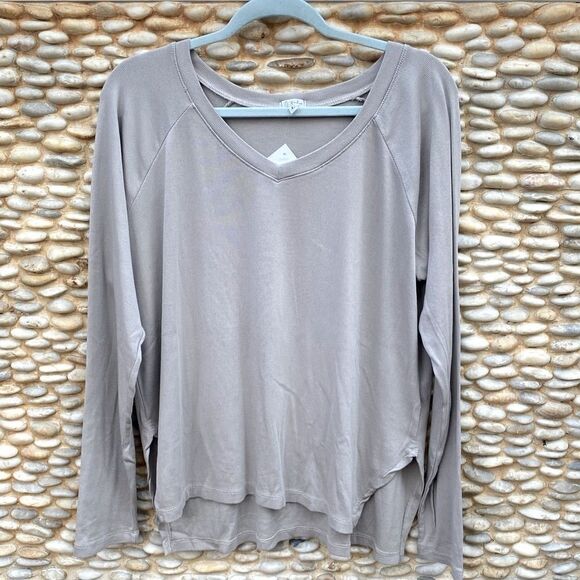 NWT NEW PJ Harlow Silver Frankie Rib Knit High/Low Sweatshirt w/Slit X-Large. - Picture 3 of 9
